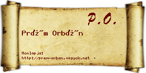 Prém Orbán névjegykártya